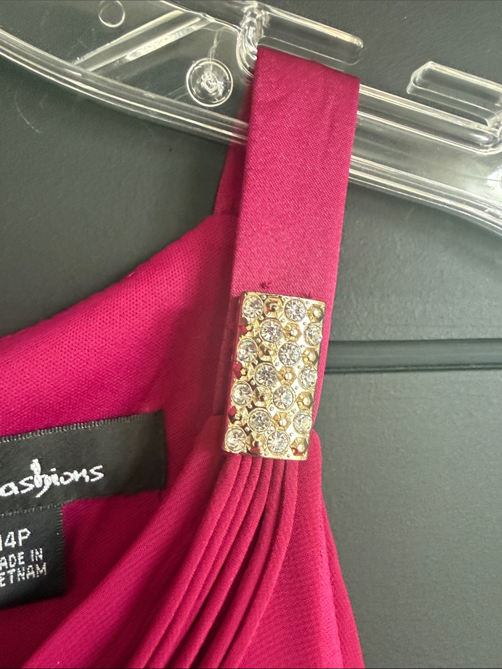 S.L. Fashions Hot Magenta Layered Ruffle Dress - Picture 4 of 5